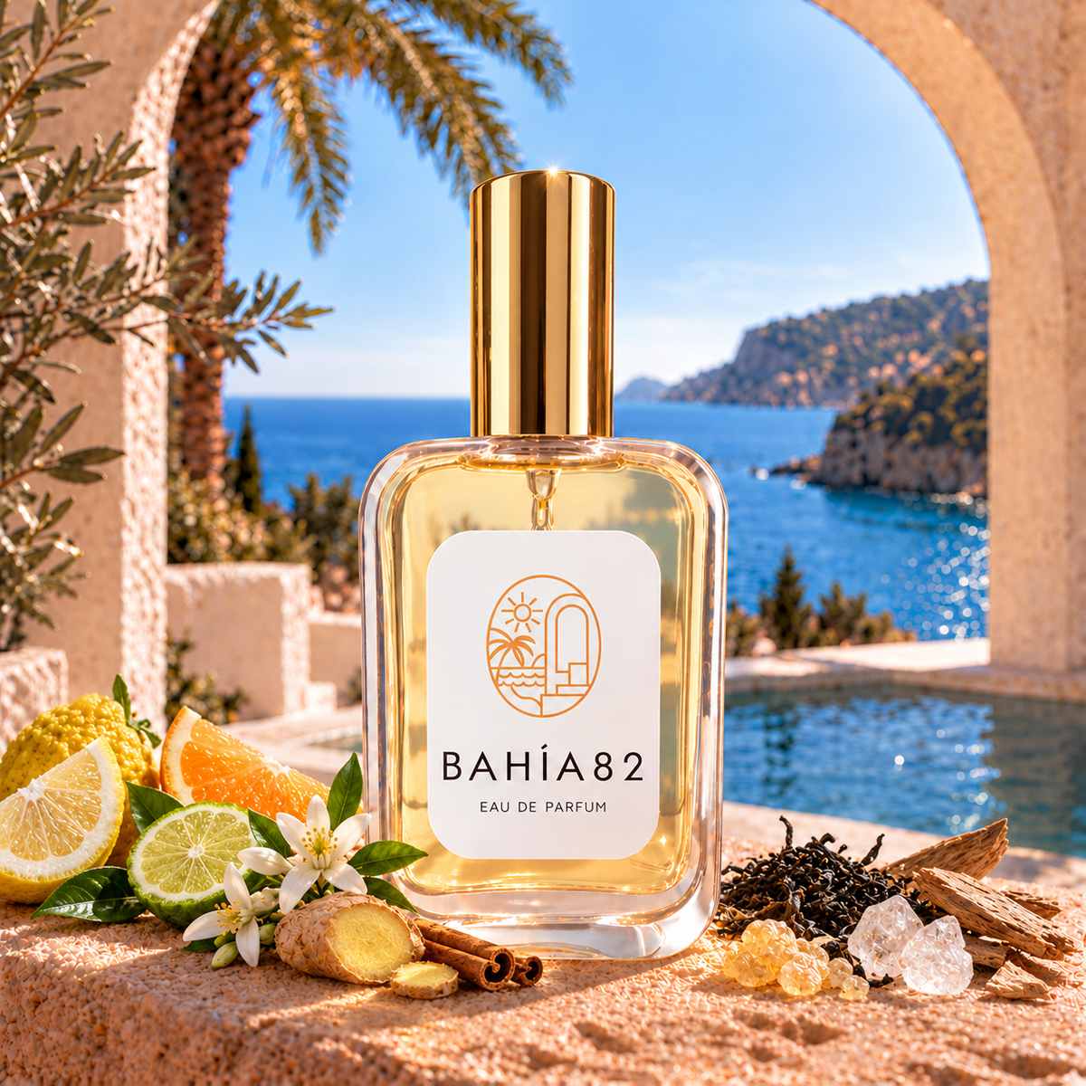 Frasco de Citrus & Black Tea 1076, perfume nicho unisex de 100 ml de Bahía 82.