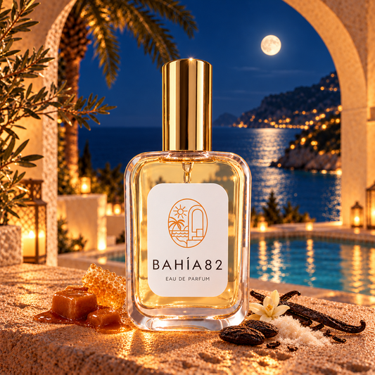 Frasco de Caramel & Cream 590, perfume nicho unisex de 100 ml de Bahía 82.
